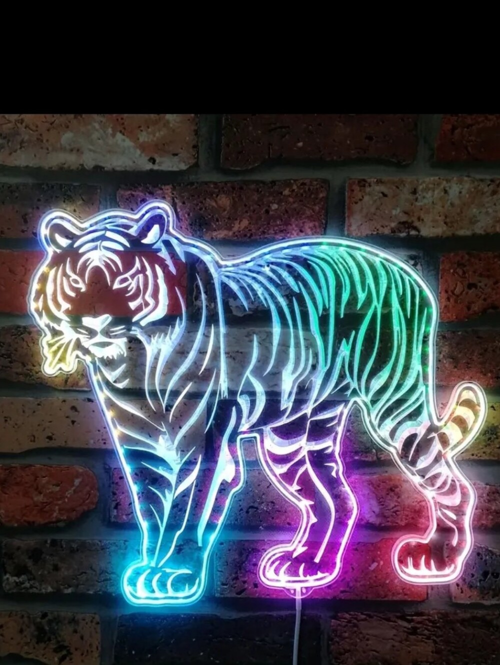 VERY COOL - Bengal Tiger RGB Dynamic Glam LED Sign Cut-to-EdgeShape Smart 3D